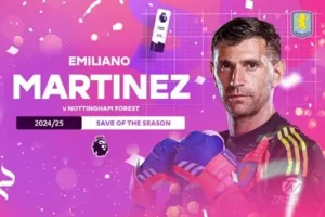 إيمليانو مارتينيز يتسلم جائزة أفضل تصدي في الدوري الإنجليزي بعد مباراة نوتينجهام (فيديو)